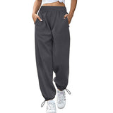 Spring Summer Women Clothing Loose Casual Sports Drawstring Wide Leg Ankle Banded Pants Women Plus Size