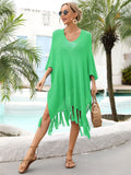 Summer Tassel plus Size Loose Hollow Out Cutout Beach Swimsuit Vacation Blouse for Women