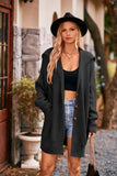 Autumn Winter Women Clothing Solid Color Polo Collar Cardigan with Pockets Three Buttons Mid-Length Coat