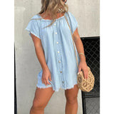 Summer Sexy Denim Dress off-Shoulder Tassel Sexy Dress Short Dress for Women