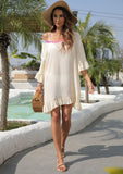 Plus Size Seaside Holiday Blouse Outer Wear Multicolored Tassel Stitching Loose Beach Dress