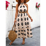Plus Size Halter Sleeveless Sexy Loose Dress Maxi Dress Women No Belt