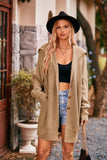 Autumn Winter Women Clothing Solid Color Polo Collar Cardigan with Pockets Three Buttons Mid-Length Coat
