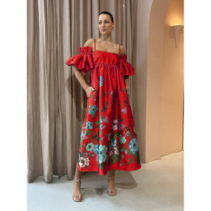 Spring Summer Off Shoulder Pocket Dress Loose Casual Multi Color Dress Women