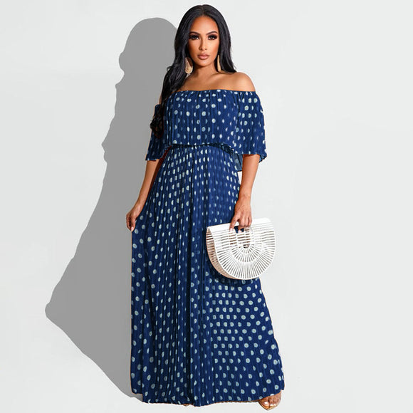 Summer Dotted Prints Fashion Casual Long plus Size Women Clothes Dress