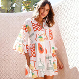 Simple Comfortable Bell Sleeve Ethnic Loose Shirt Short Dress
