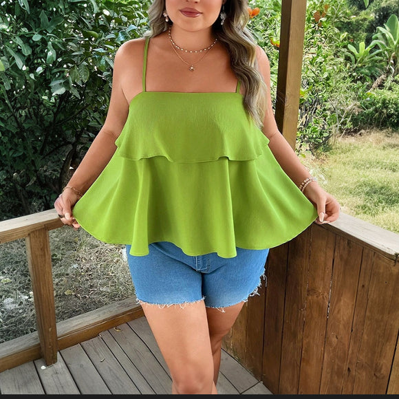Plus Size Women Simple Fresh Vest Summer Casual Design Camisole Top