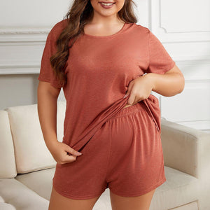 Plus Size Pajamas Women Summer Short Sleeve Home Wear Suit