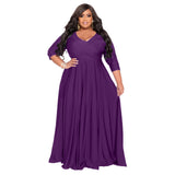 Plus Size Woman Women Clothing Solid Color V Neck Sexy Wedding Clothes Dress