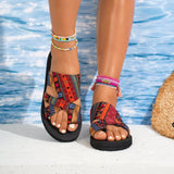 Toe Covering Color Platform Slippers Women Ethnic Beach Slippers
