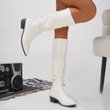 Autumn Winter Long Canister Boots Chunky Heel High Boots Women Leather Boots
