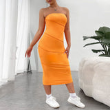 Plus Size Internet Popular Slim Fitting Slimming Sheath Sexy Strapless Dress Dress