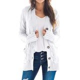 Autumn Winter Women Clothing Casual Cardigan Coat Solid Color Twist Button Cardigan Sweater Women