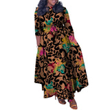 Plus Size Women Clothing Autumn Winter Elegant Tied African Maxi Dress Dress