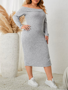 Plus Size Dress Sexy Long Sleeve Side Split Dress