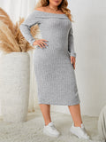 Plus Size Dress Sexy Long Sleeve Side Split Dress