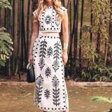 Women Printing Vacation Two Piece Dress Spring Summer