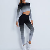 Gradient Sports Long Sleeve Trousers Suit Fitness Running Yoga Long Sleeve Tights