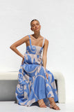Spring Summer Simple Printing Suspenders Large Swing Dress