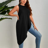 Plus Size Women Simple Elegant T shirt Spring Summer Mid Length Loose Slimming