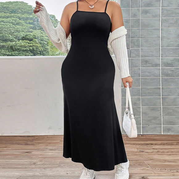 Plus Size Women Clothes High Grade Fishtail Cami Dress Slim Sexy Sheath Capexan Dress