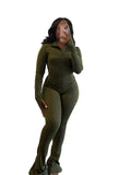 Sports Casual Women Wear Supply Sexy Tight Long Sleeve Micro Horn Two Piece Set