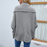 Autumn Winter Women Knitted Sweater Solid Color Batwing Sleeve Sweater Cardigan Coat Women