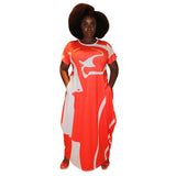 Plus Size Popular Spring Printed round Neck Long Creative Dress
