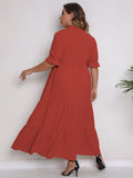 Plus Size Women Summer round Neck Short Sleeve Bow Dress