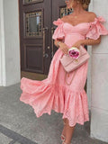 Fall Women Clothing Sexy Off The Shoulder Polka Dot Dress Maxi Dress