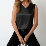 Women Clothing Popular Spring Summer Satin Office Vest Bottoming Top
