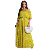 Summer Dotted Prints Fashion Casual Long plus Size Women Clothes Dress