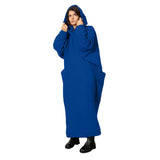 Women Clothing Lengthened Sweater Autumn Winter Pocket plus Size Hooded Sweater Dress