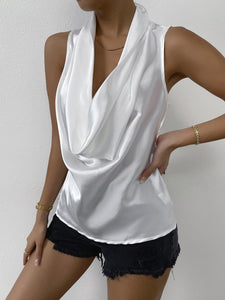 Women Clothes Summer Satin Women Swing Collar Satin Top