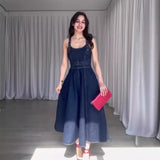 Summer Detachable Shoulder Strap Backless Design Waist Slimming Maxi Dress Large White Street Hipster Wear