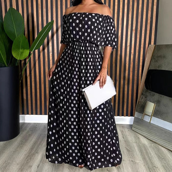 Plus Size Summer Dotted Prints Casual Long Women Clothes Dress