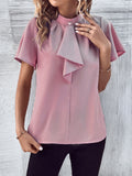 Summer Women Clothing Shirt Women Short Sleeved Summer Bow