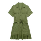 Spring Women Clothing Simple Graceful Waistband Poplin Dress