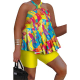 Plus Size Women Sexy Summer Printing Short Sets