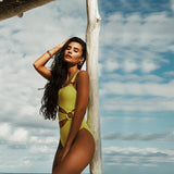 One Piece Swimsuit Female Solid Color Bikini