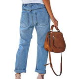 Frame Classic Elastic Drawstring Ripped Jeans Women