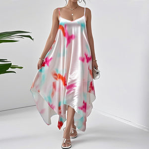 Women Clothing Summer Elegant Irregular Asymmetric Hem plus Size Sling Maxi Dress