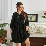 Plus Size Women Clothing Adult Lady like Woman Intellectual Dress Autumn Winter Chest Strap Elegant Midi Dress