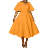 Women Clothing Solid Color Thickened Loose Half Length Sleeve Dress