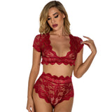 Sexy Backless Sexy Sleepwear Two Piece Women Lace Vest Home Wear