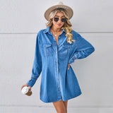 Loose Wash Denim Dress Top Midi Dress