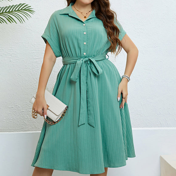Summer Green Half Cardigan Lace up Waist Controlled Dress