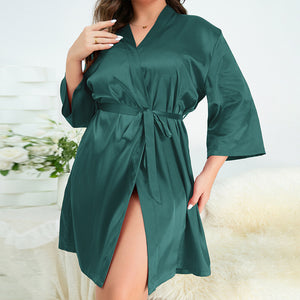 Plus Size Pajamas Women Summer Women Bathrobe Sexy Morning Gowns Homewear outside Ice Silk Robe