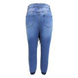 Fall Women Jeans Stitching Comfortable, Casual Ripped Lace up Feet