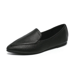 Office Solid Color Comfort Pointed Flat Slip on Lofter Loafers Women Plus Size Flats